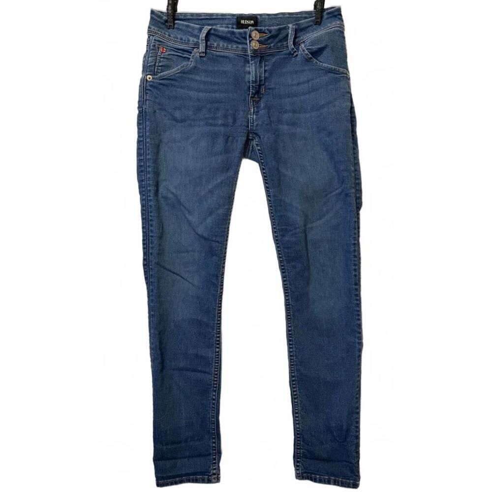 Hudson Jeans Womens 27 Flap Pocket Skinny Straight Cropped Denim Medium Wash